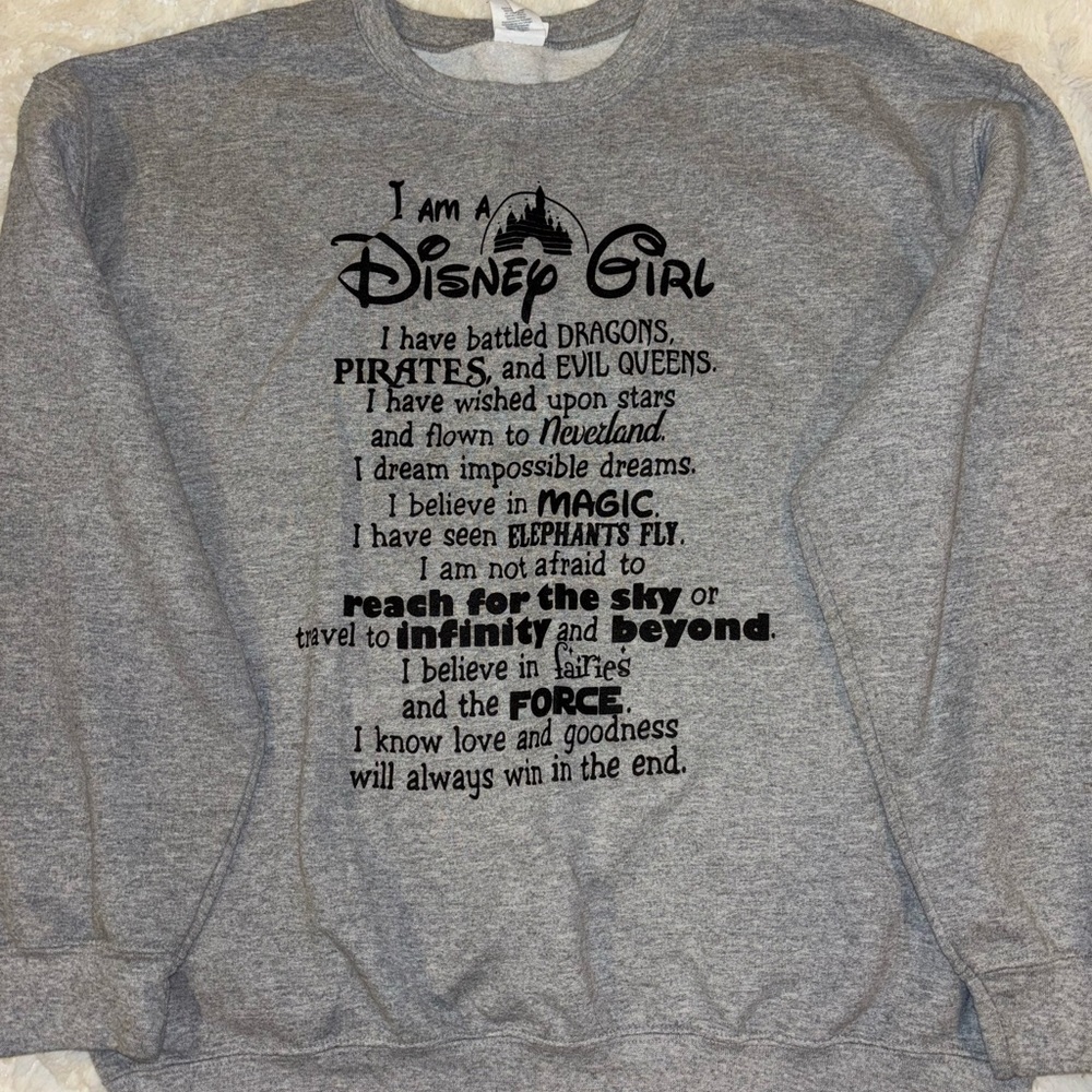 Disney Gray Sweatshirt with Black Print